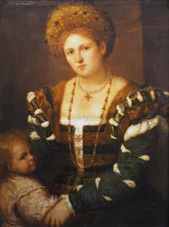Porträt einer Dame mit ihrem Sohn
